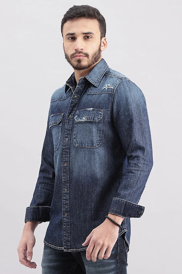 Dark Blue Full Sleeve Denim Shirt - Image 5