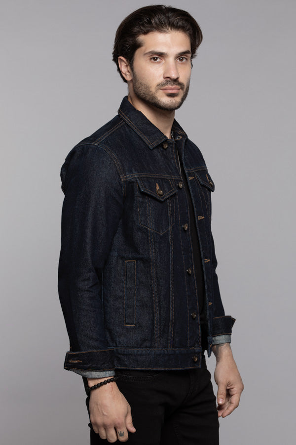 Dark Blue Full Sleeves Denim Jacket - Image 4