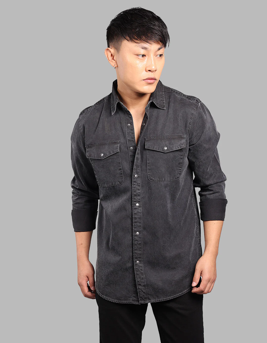Dark Grey Full Sleeve Denim Shirt - Image 3