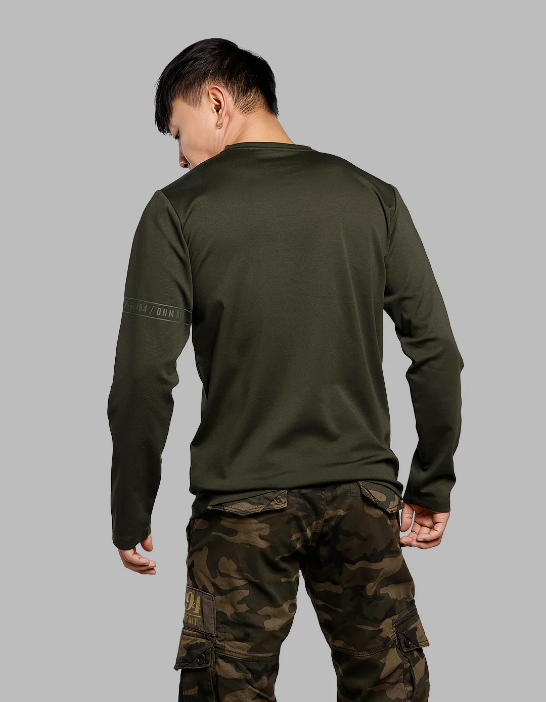 Dark Olive Full Sleeves Round Neck Tee - Image 5