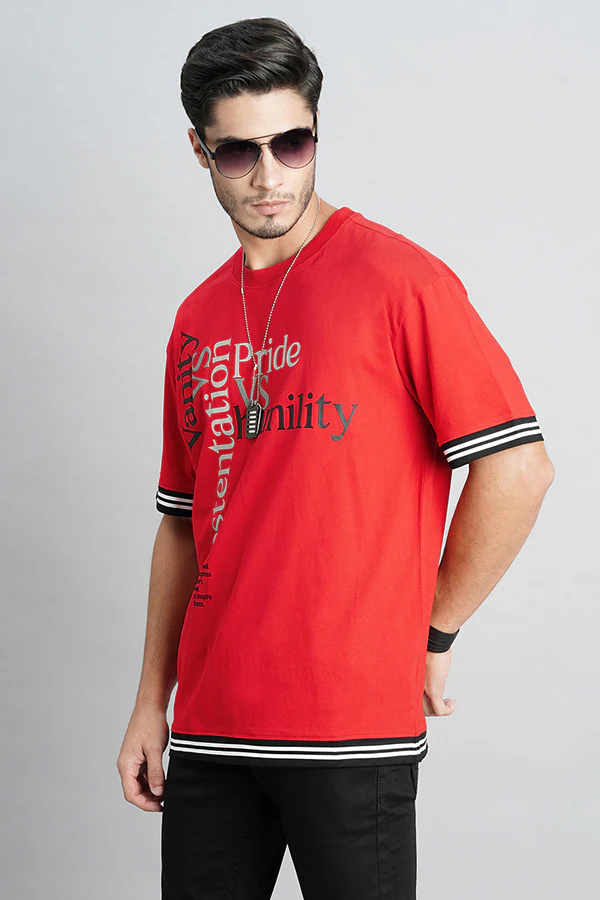 Dark Red Half Sleeve Oversized Tee - Image 5