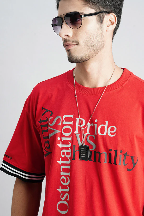 Dark Red Half Sleeve Oversized Tee - Image 6