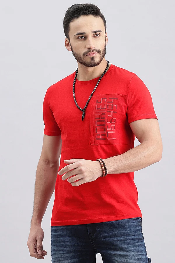 Dark Red Half Sleeve Round Neck Tee - Image 5