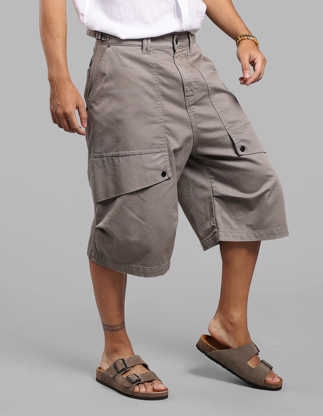 Dark Stone 6 Pockets Stretch Loose Fit Jorts - Image 6