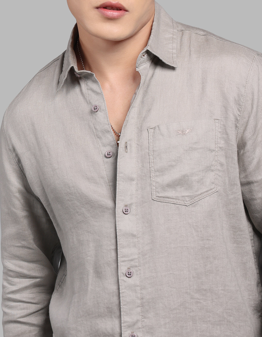 Dark Stone Full Sleeve 100% Linen Shirt - Image 6