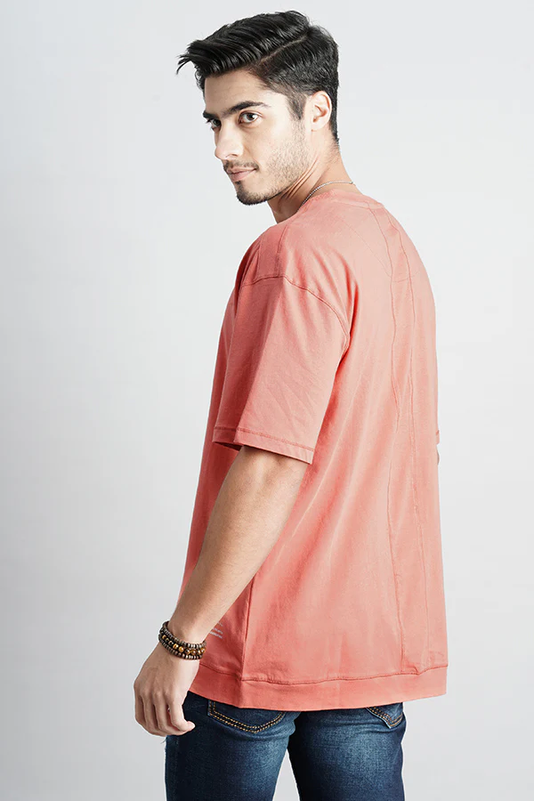 Faded Rose Half Sleeve Oversized Tee - Image 4