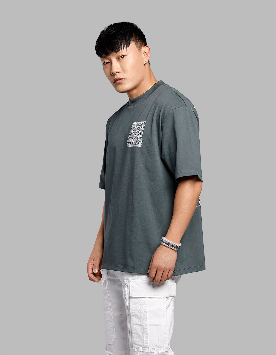 Green Half Sleeves Oversize Tee - Image 4
