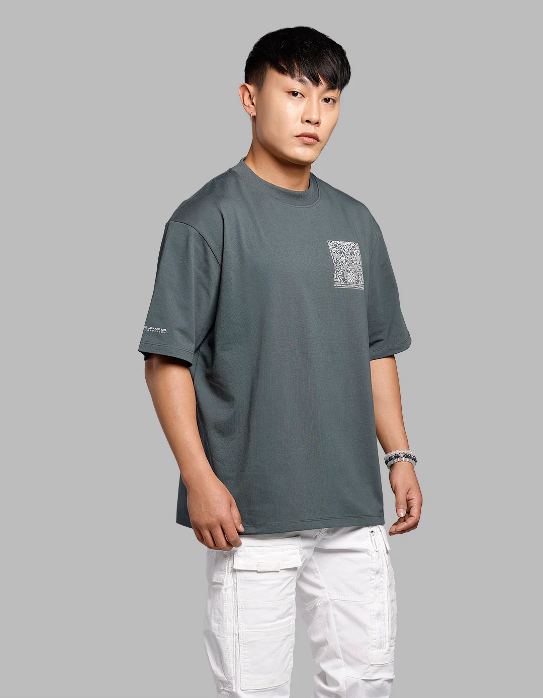 Green Half Sleeves Oversize Tee - Image 5