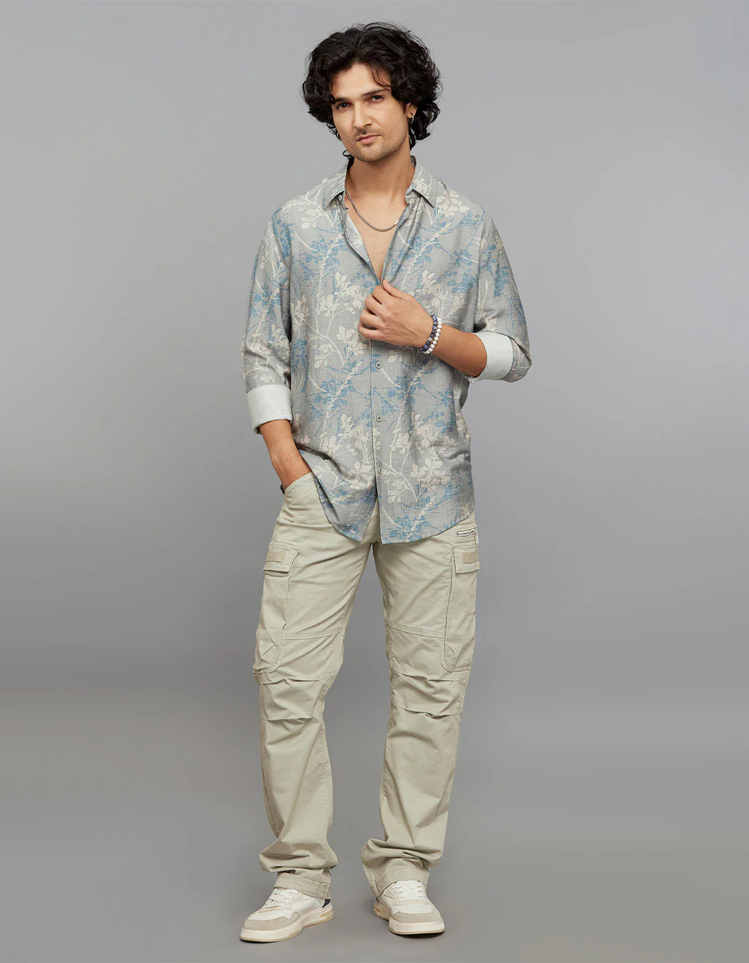 Grey Full Sleeves Printed Shirt - Image 2