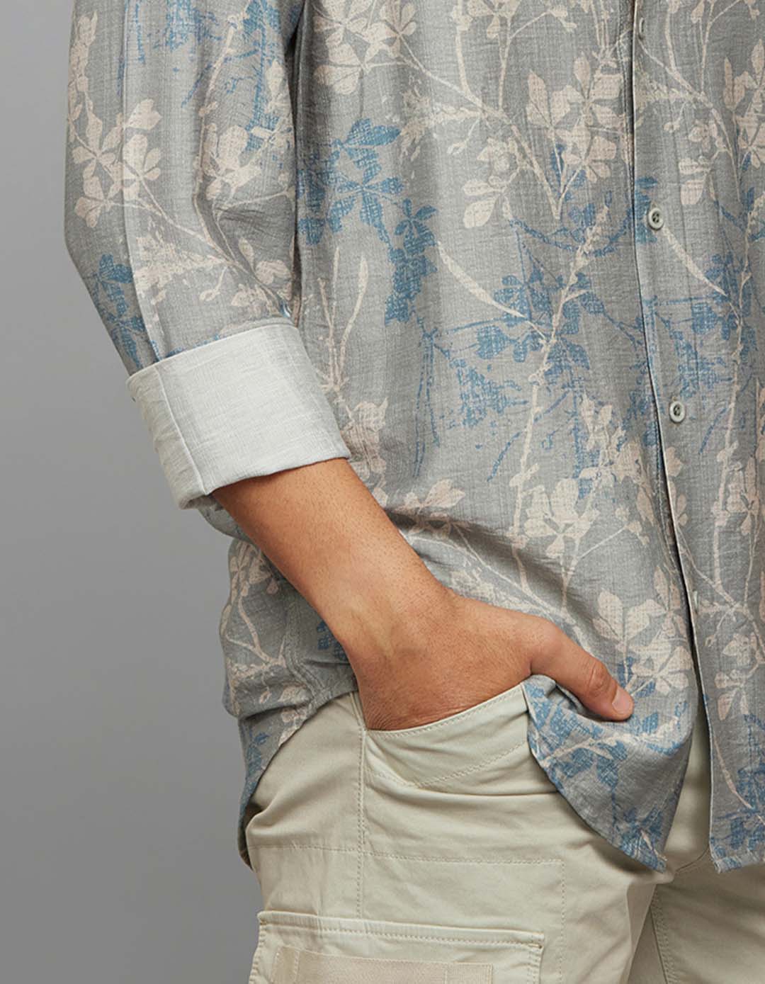 Grey Full Sleeves Printed Shirt - Image 7
