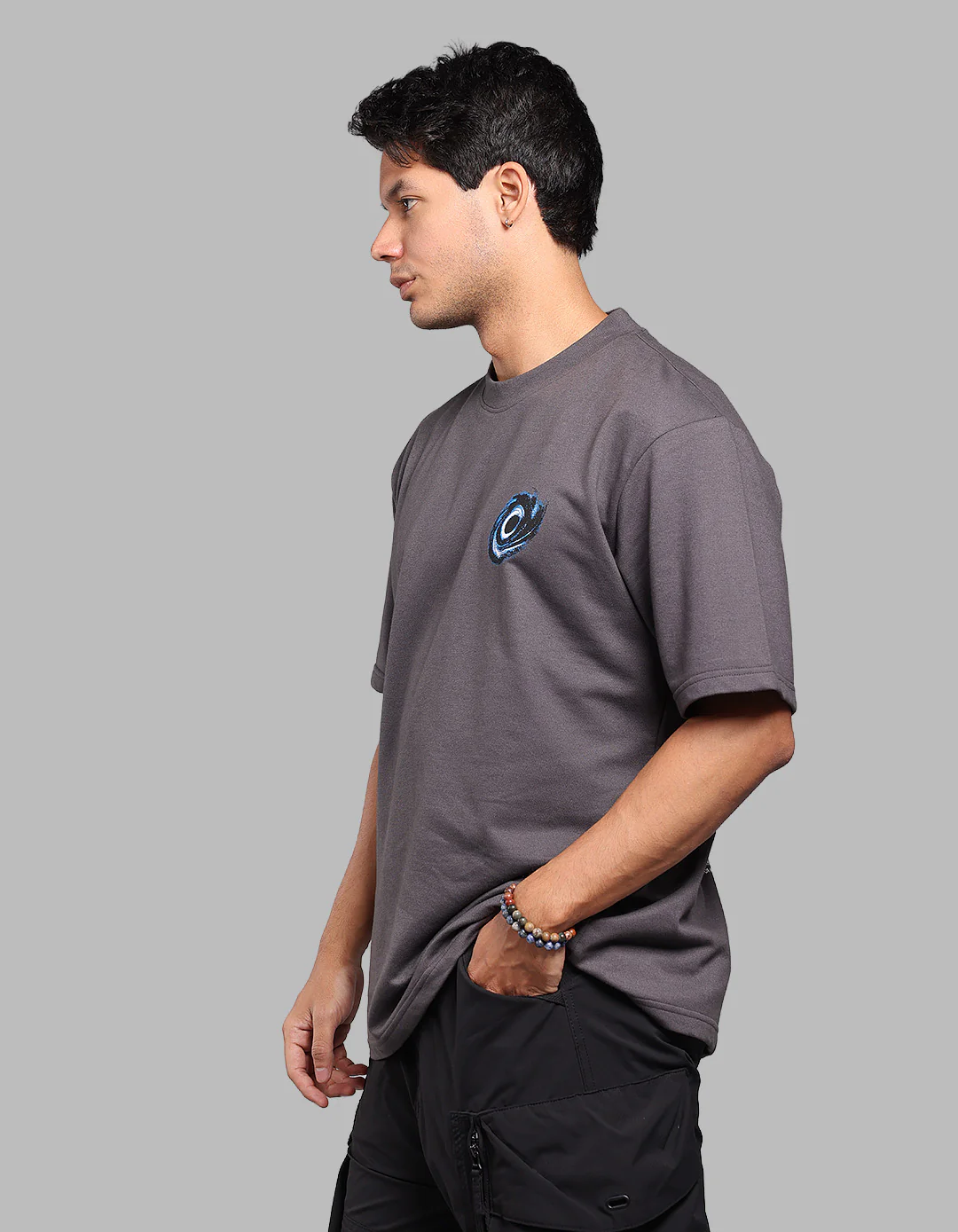 Grey Half Sleeve Oversize Tee - Image 4
