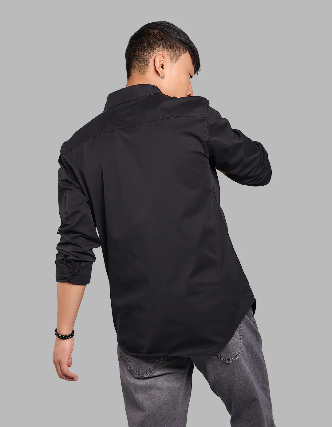 Jet Black Full Sleeve Stretch Cargo Shirt - Image 5