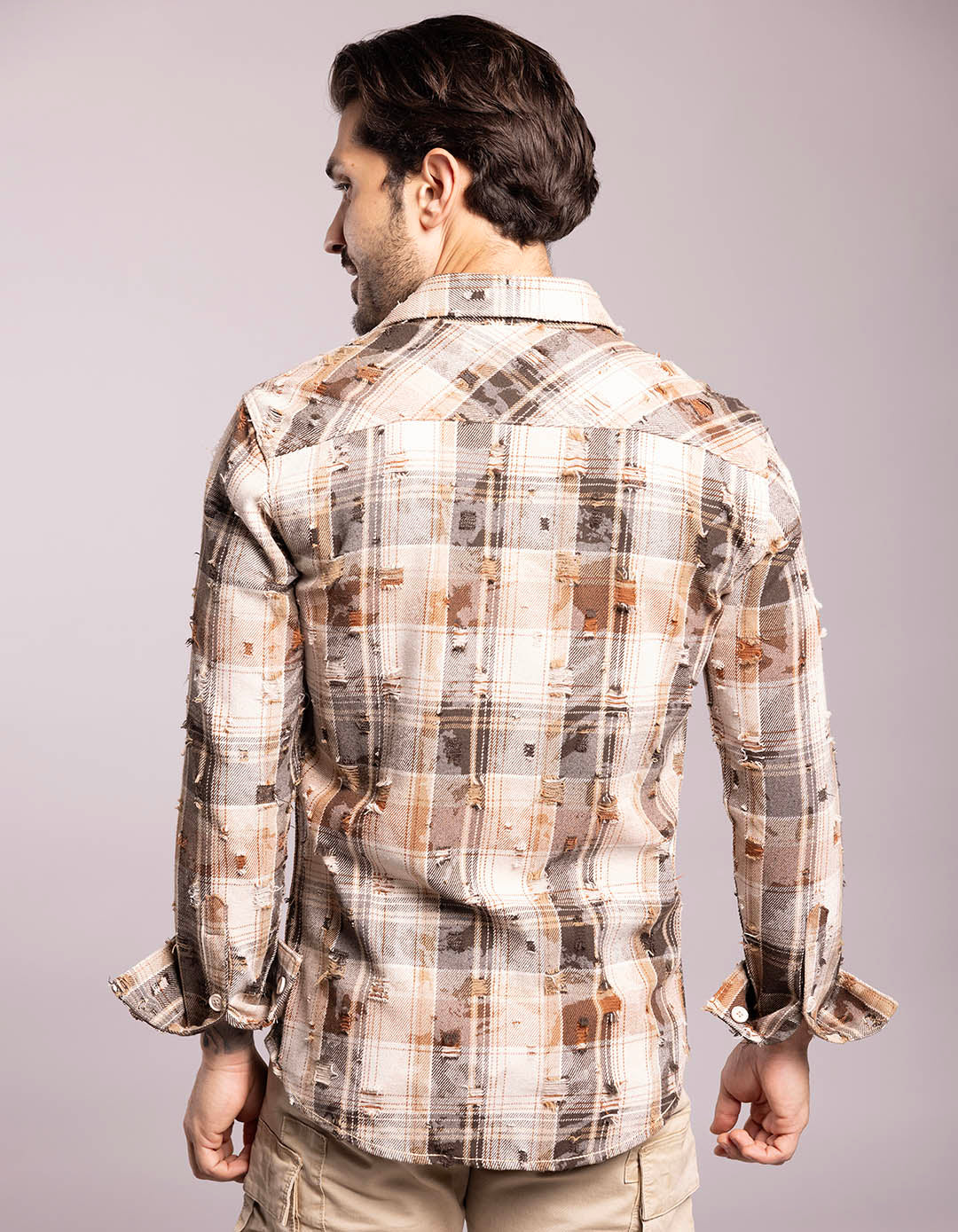 Khaki Full Sleeves Check Shirt - Image 5