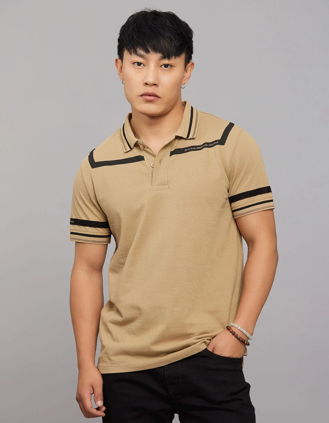 Khaki Half Sleeves Pique Polo Tee