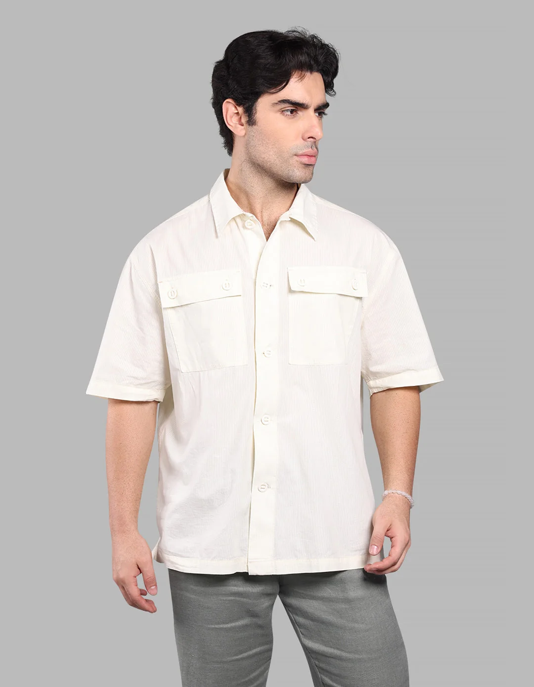 Lemon 100% Cotton Half Sleeve Oversized Solid Shirt