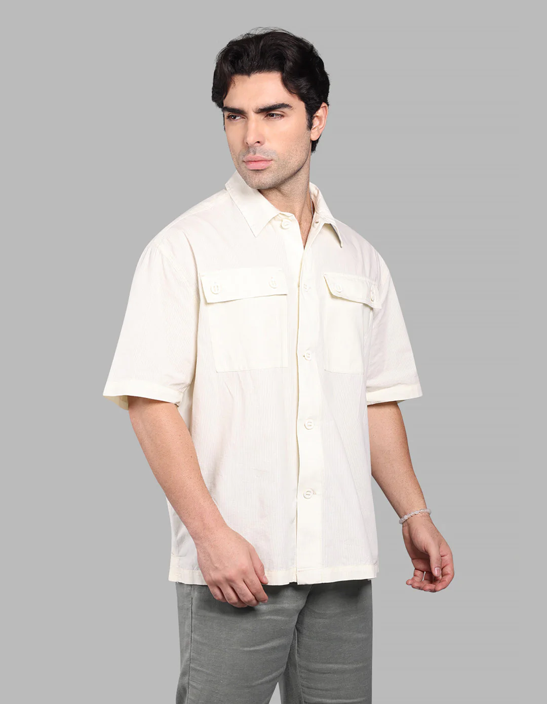 Lemon 100% Cotton Half Sleeve Oversized Solid Shirt - Image 5