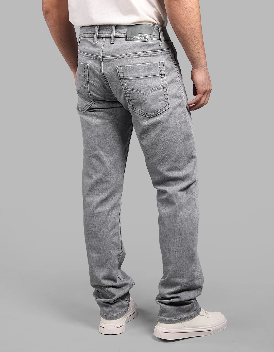 Light Grey Midrise, Comfort And Straight Fit Stretch Jeans - Image 5