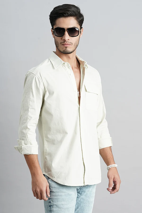 Light Lemon Full Sleeve Solid Shirt - Image 3