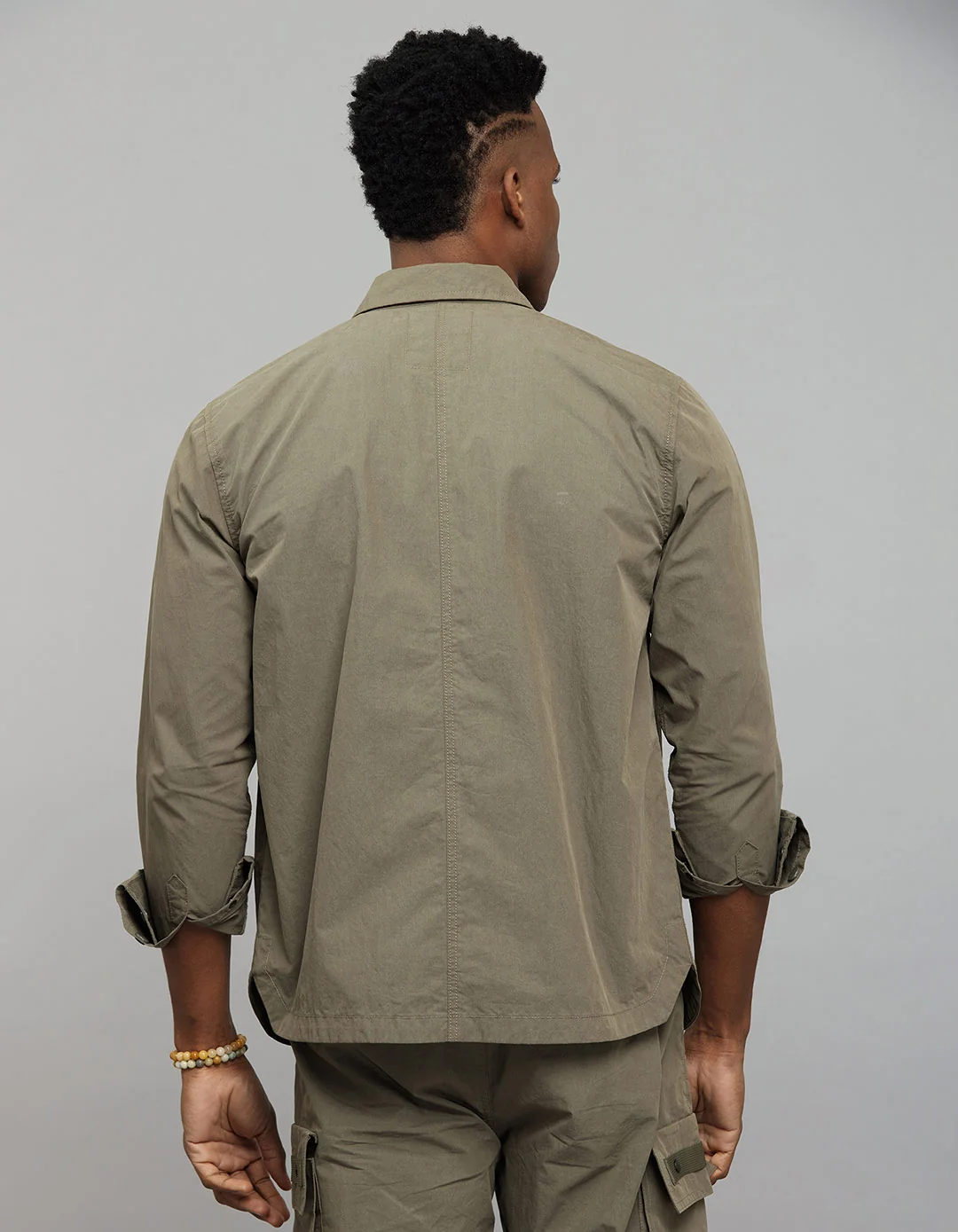 Light Olive Full Sleeves Snap Button Front Closure Shacket - Image 9