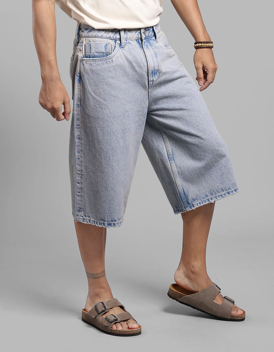 Light Blue Loose Fit Jorts - Image 5