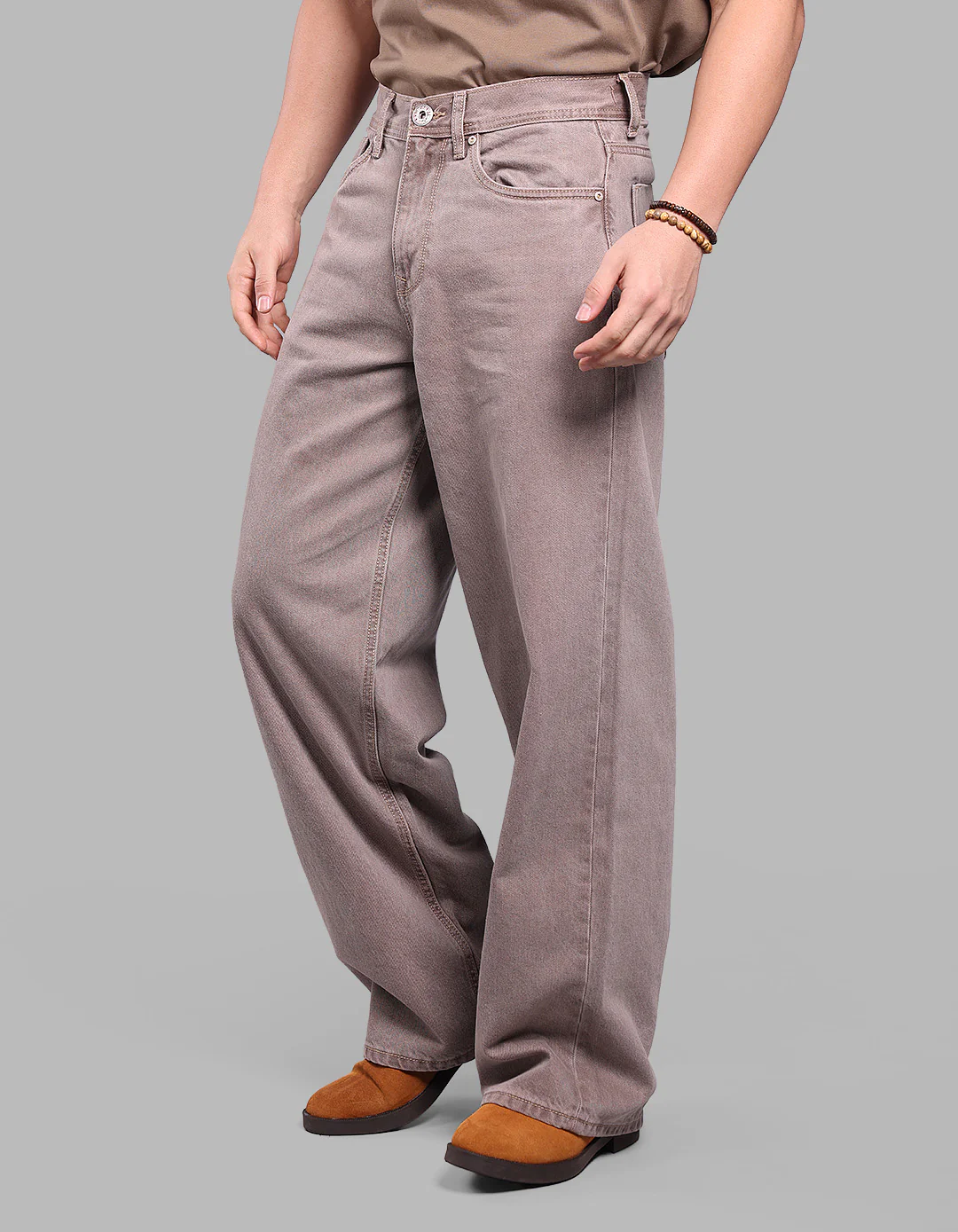 Light Brown Extra Loose Fit Jeans - Image 3