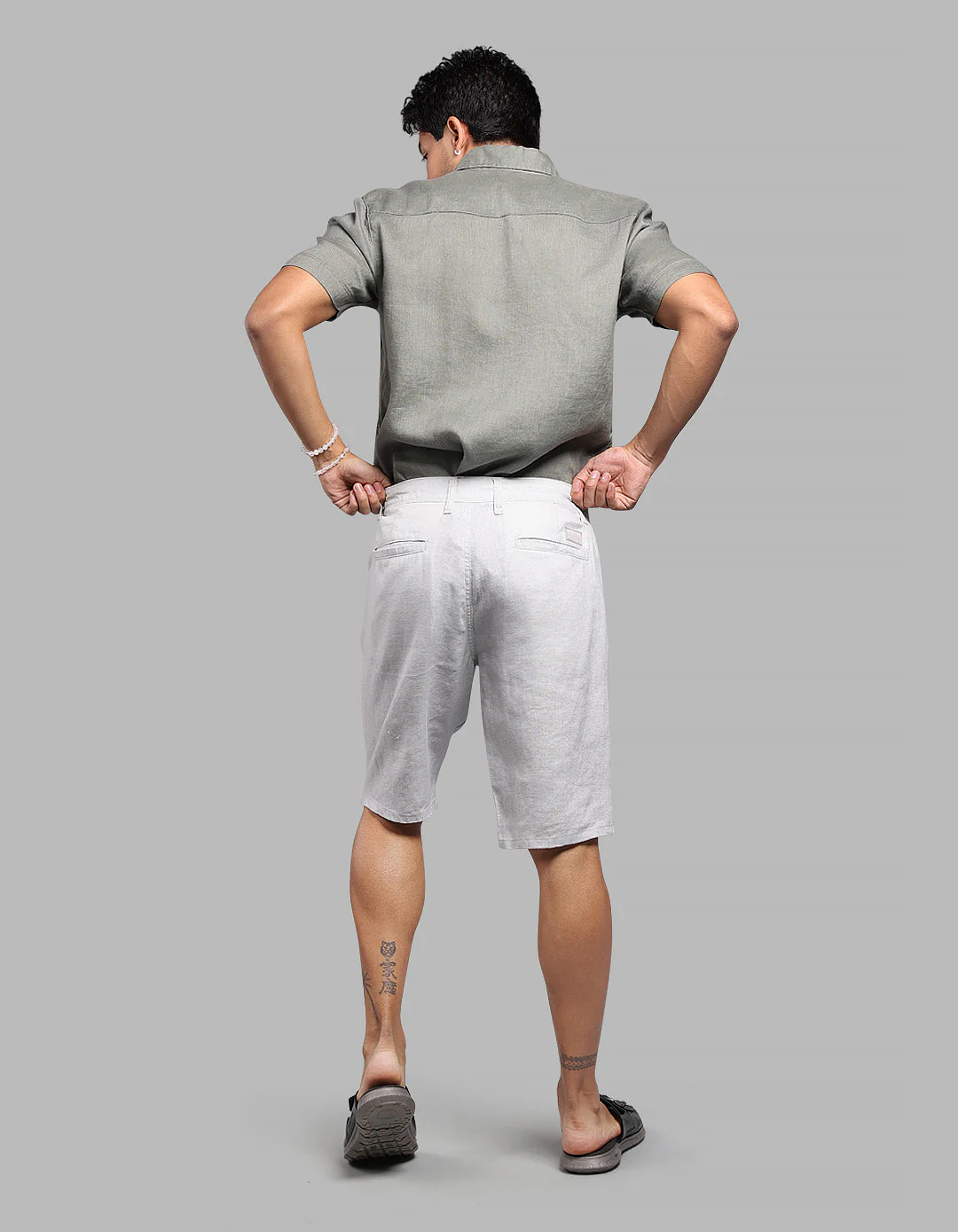Light Grey 100% Linen Short - Image 4