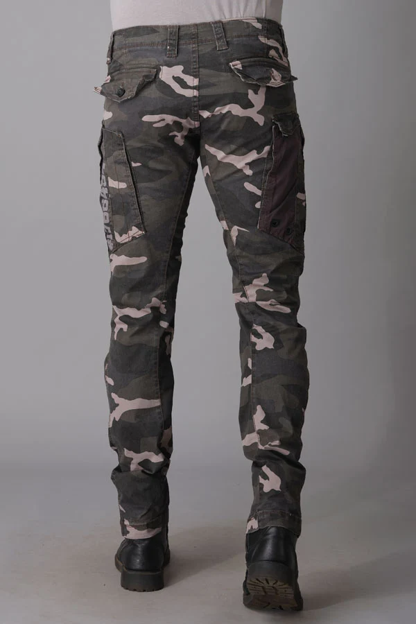 Light Grey Camo Print Regular Fit Cargo Pant - Image 5