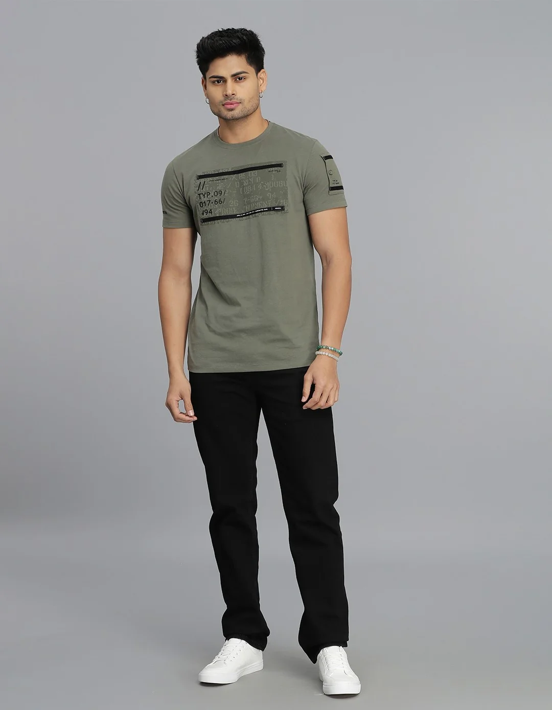 Light M Green Half Sleeves Round Neck Tee - Image 2