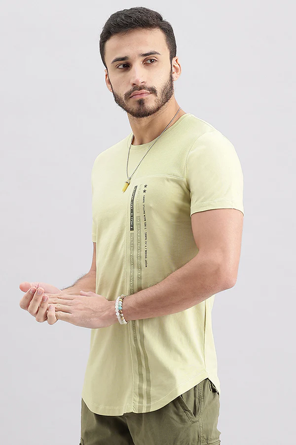 Light Olive Half Sleeve Round Neck Tee - Image 5