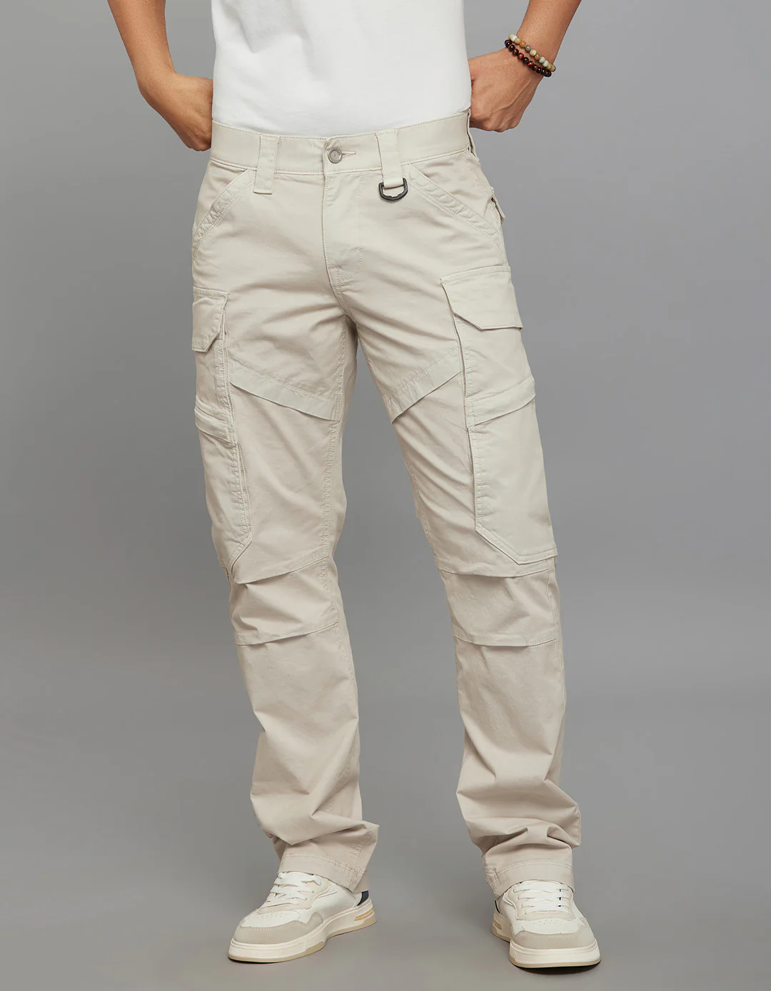 Light Sand Comfort Straight Fit Stretch Cargo Pants