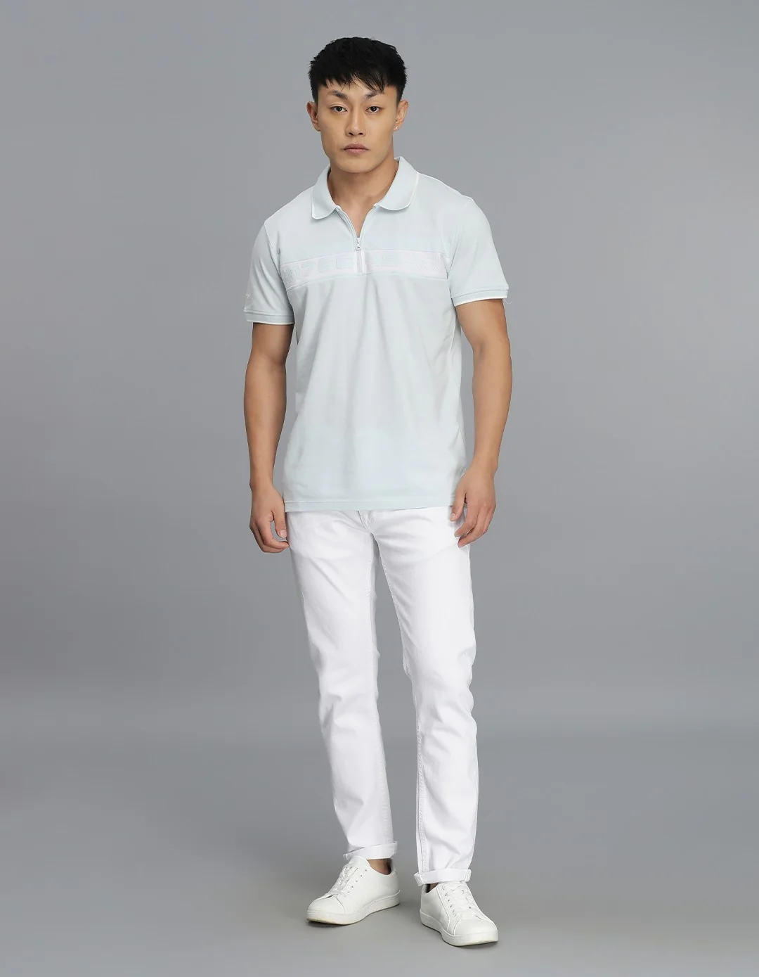 Light Sky Blue Half Sleeves Pique Polo Tee - Image 2