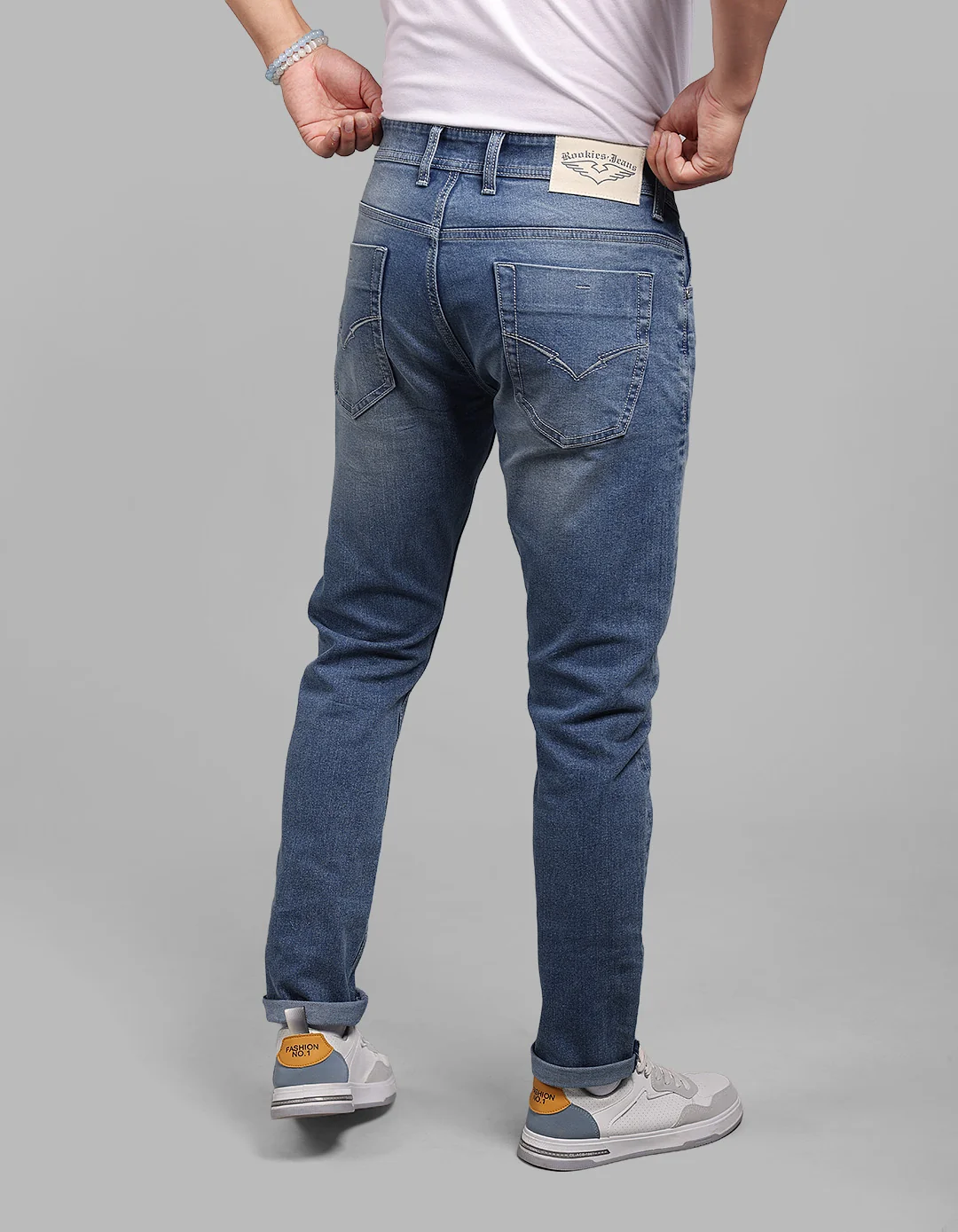 Med Blue Low-Rise Ankle Length Stretch Jeans - Image 6