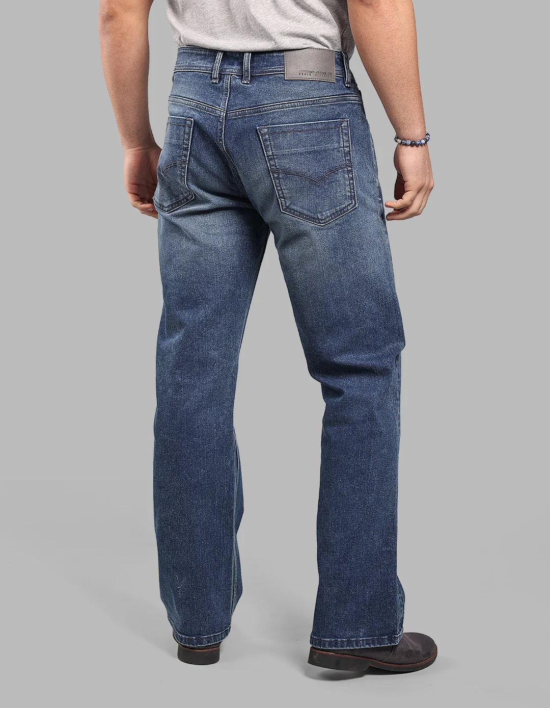 Med Blue Midrise Loose Fit Stretch Jeans - Image 5