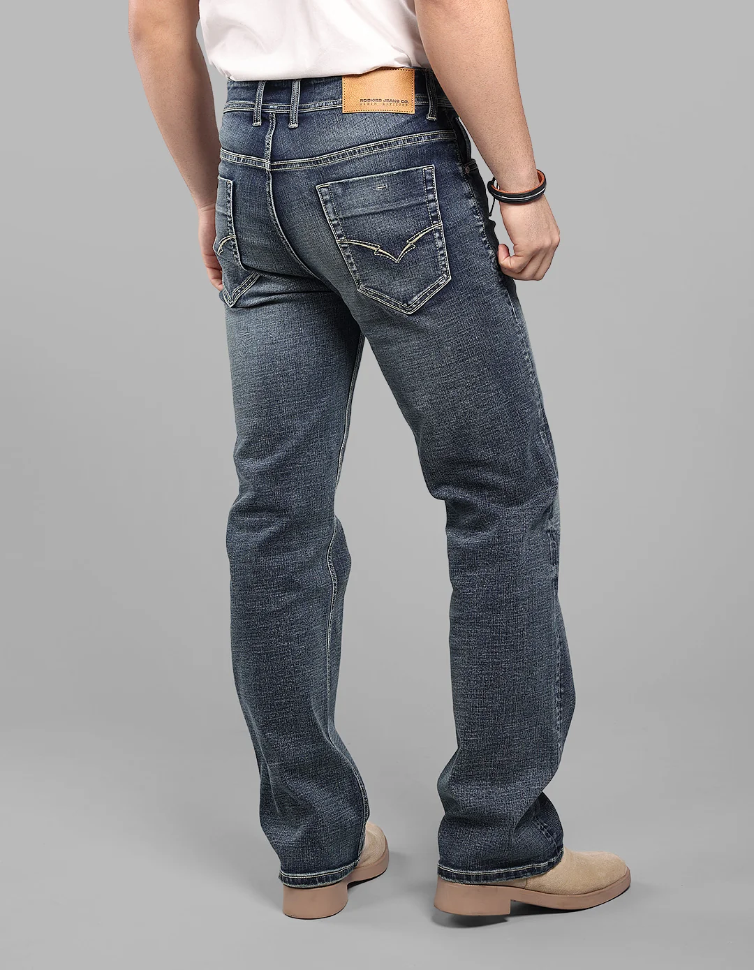 Med Blue Midrise Loose Fit Stretch Jeans - Image 6