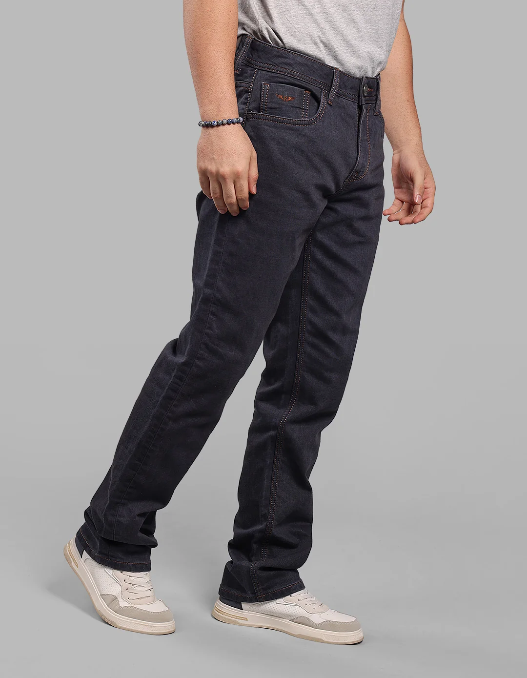 Med Blue Midrise, Comfort And Straight Fit Stretch Jeans - Image 4