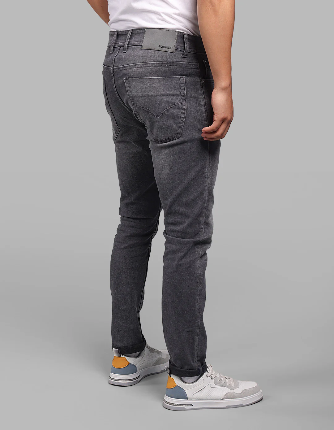 Med Grey Low-Rise Ankle Length Stretch Jeans - Image 5