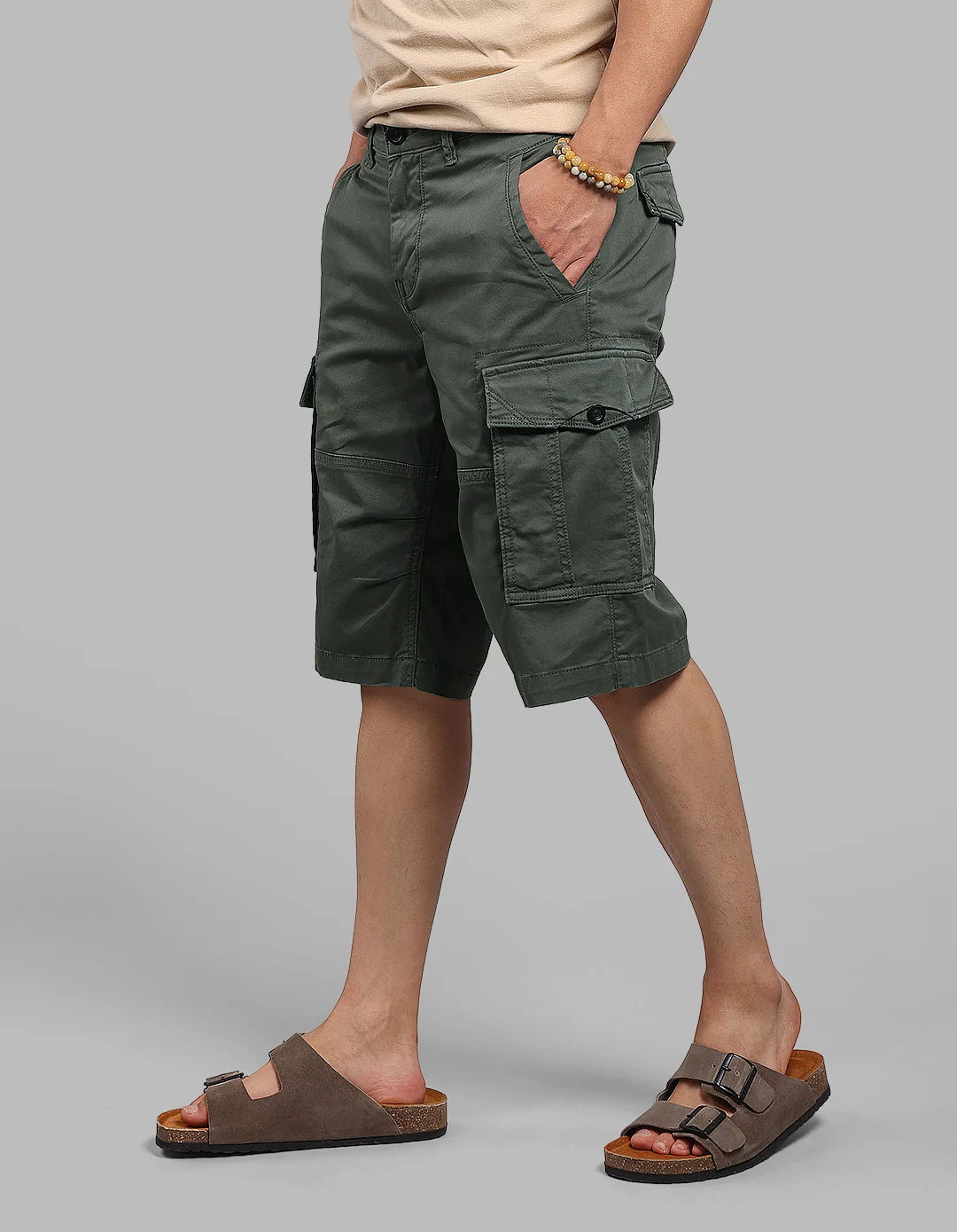 Military Green Stretch Cargo Short - Image 4