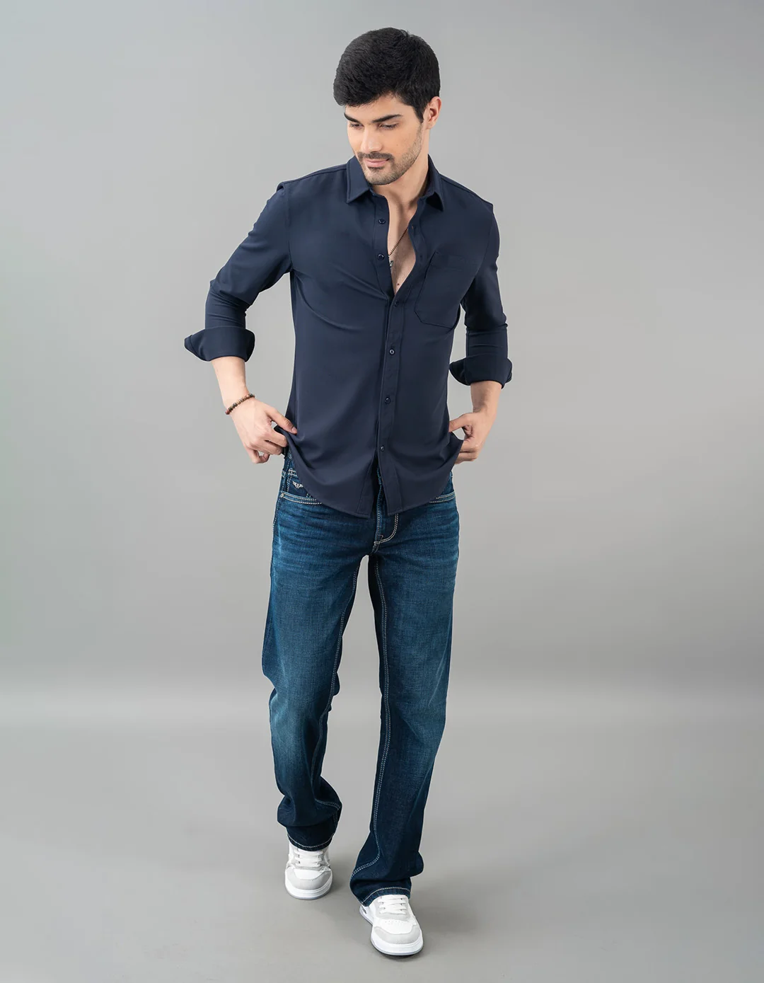 Navy Full Sleeve Knit Shirt - Image 2