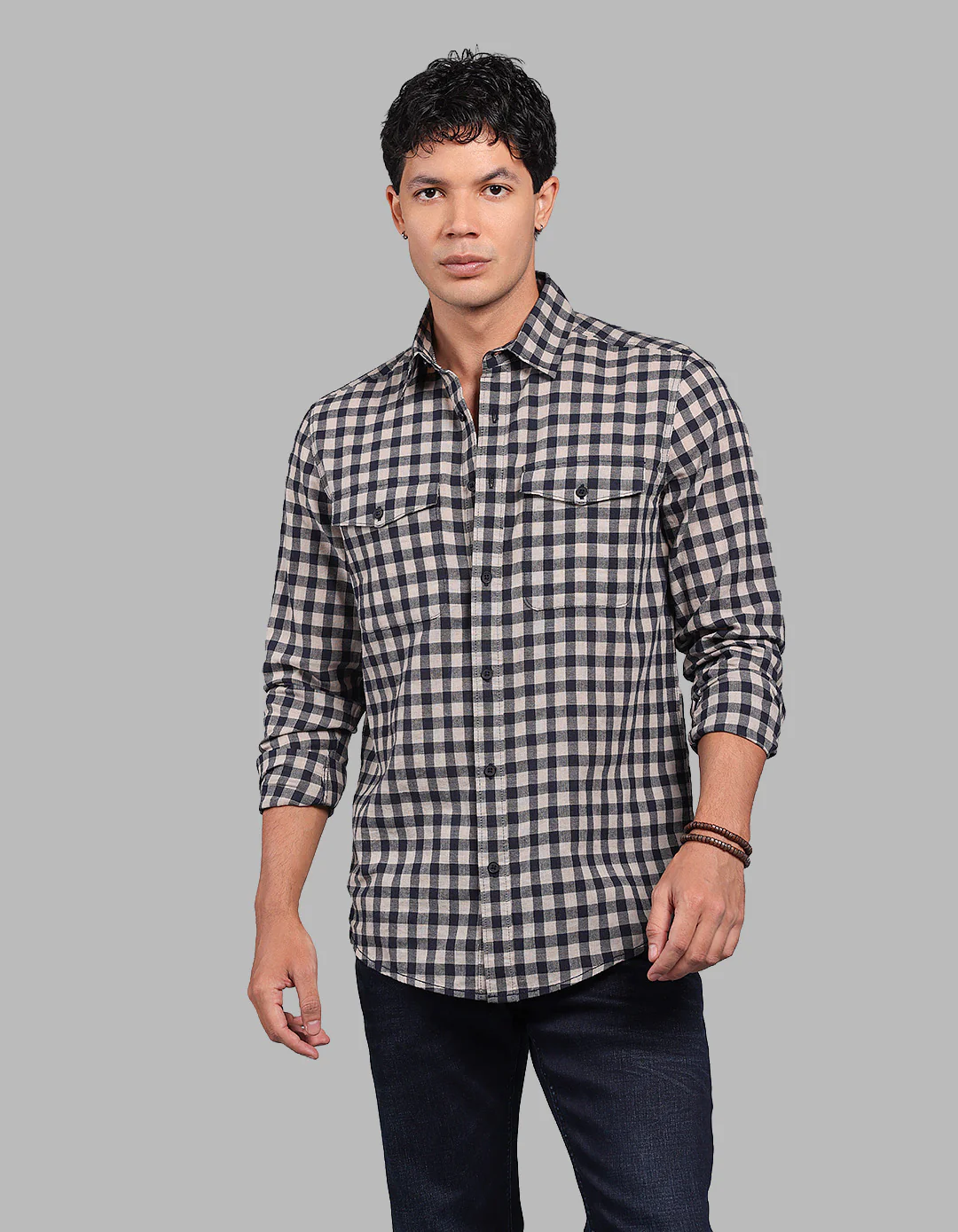 Navy Full Sleeve Check Shirt