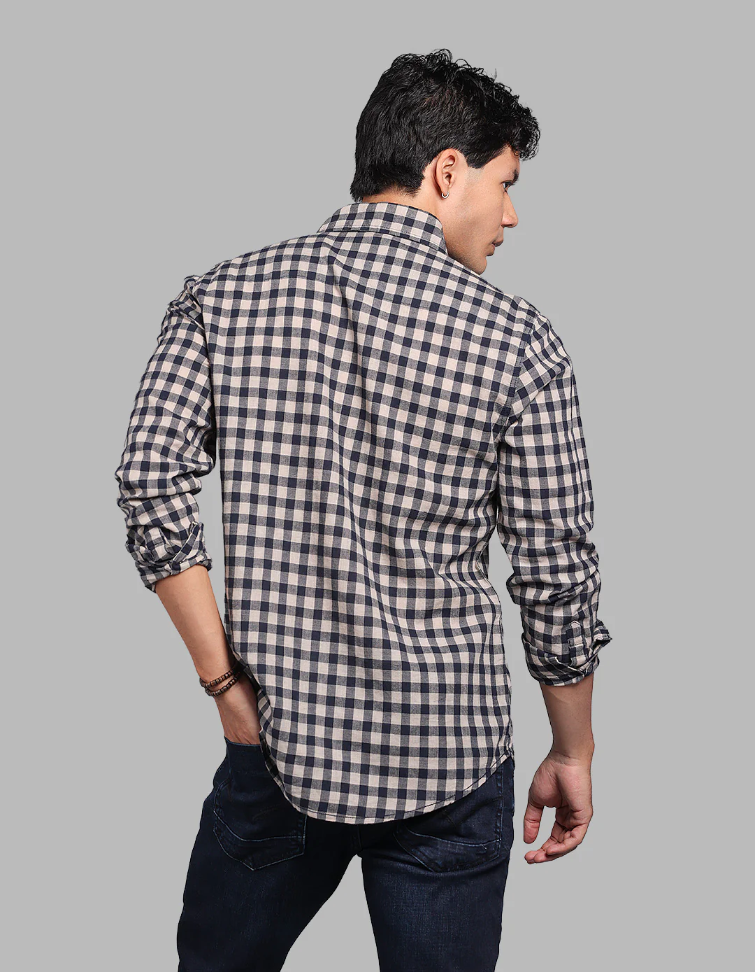 Navy Full Sleeve Check Shirt - Image 5