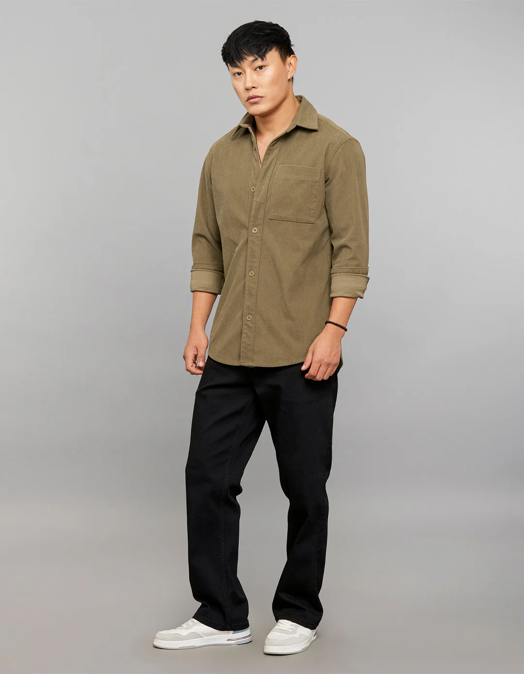 Olive Full Sleeves Button Front Closure Shacket - Image 2