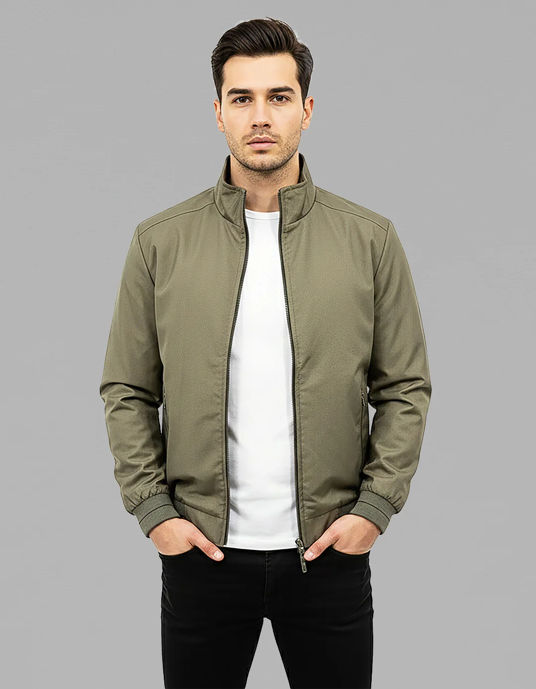 Olive Full Sleeves Lightweight Jacket