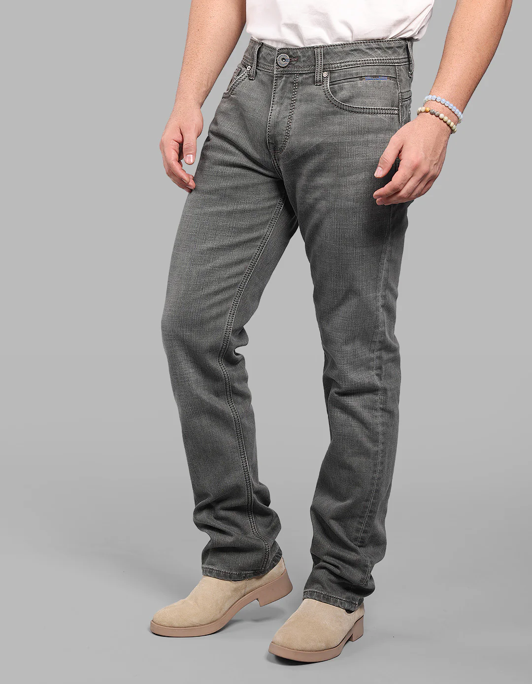 Olive Midrise, Comfort And Straight Fit Stretch Jeans - Image 3