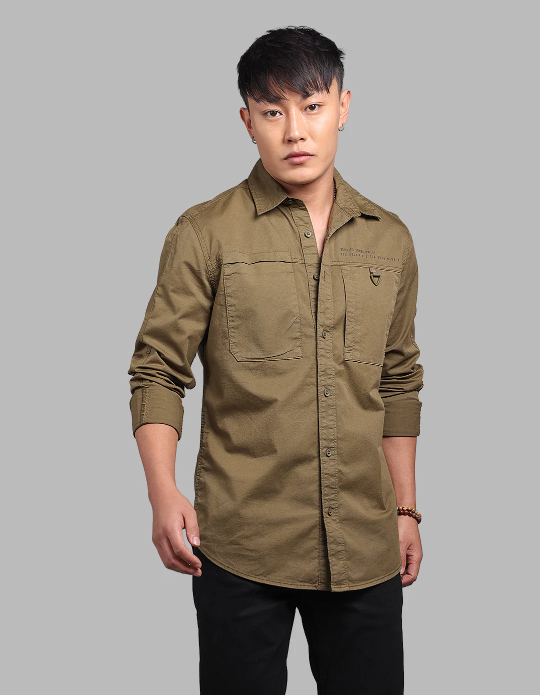 Olive Night Full Sleeve Stretch Cargo Shirt