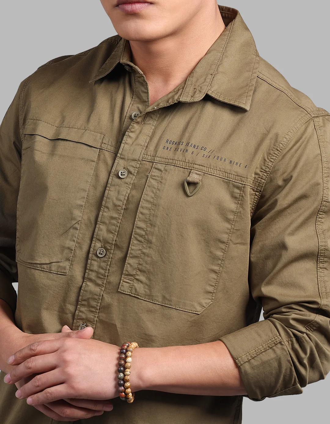 Olive Night Full Sleeve Stretch Cargo Shirt - Image 6