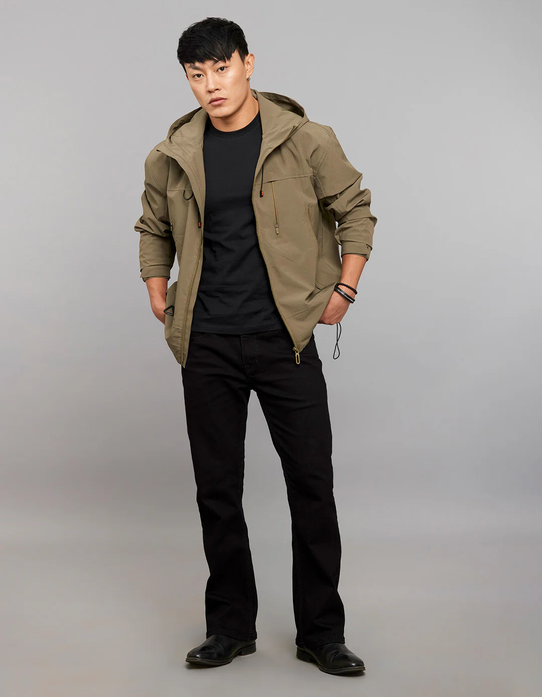 Olive Zipper Front Closure Long Sleeves Utility Jacket - Image 2