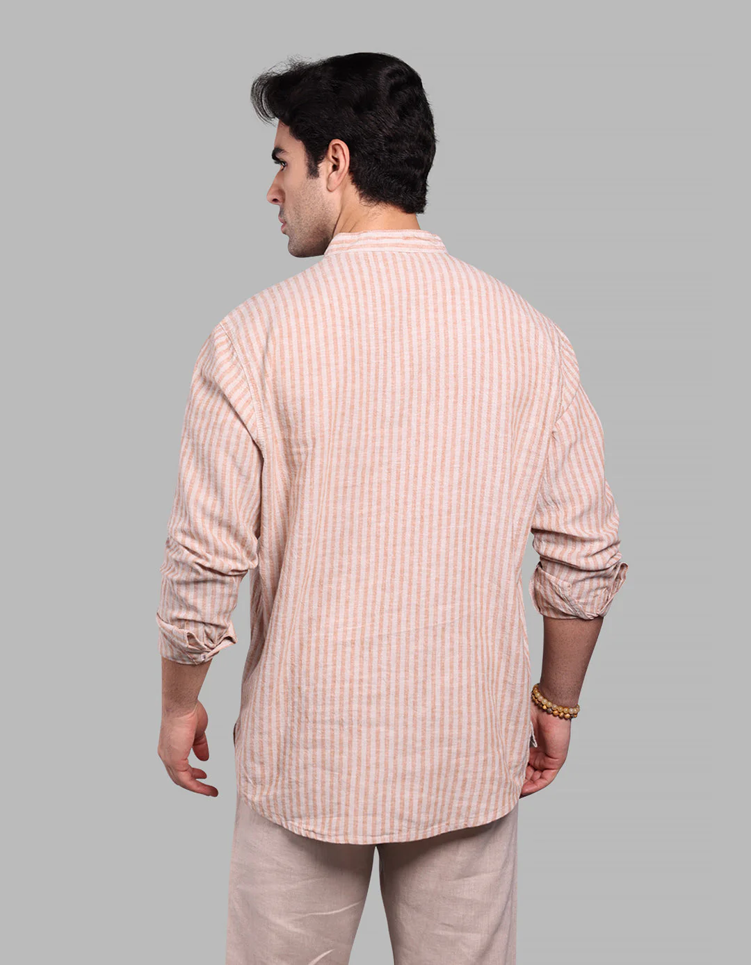 Orange Relax Slim Fit Linen Blend Short Kurta - Image 2