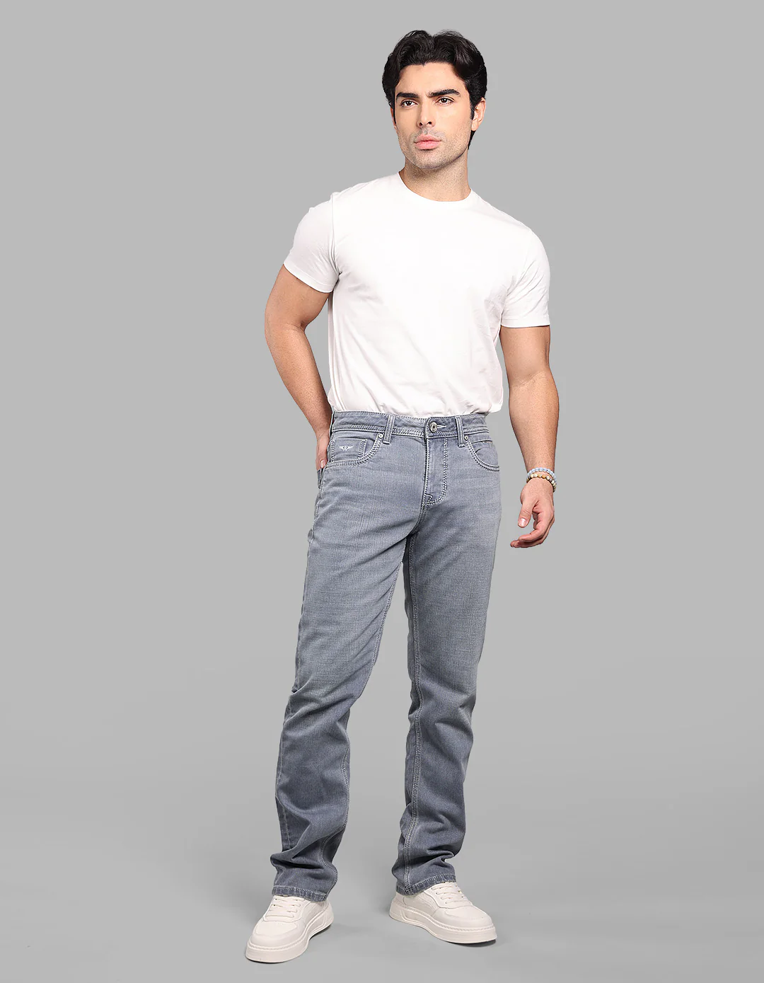 Petrol Midrise, Comfort And Straight Fit Stretch Jeans - Image 2