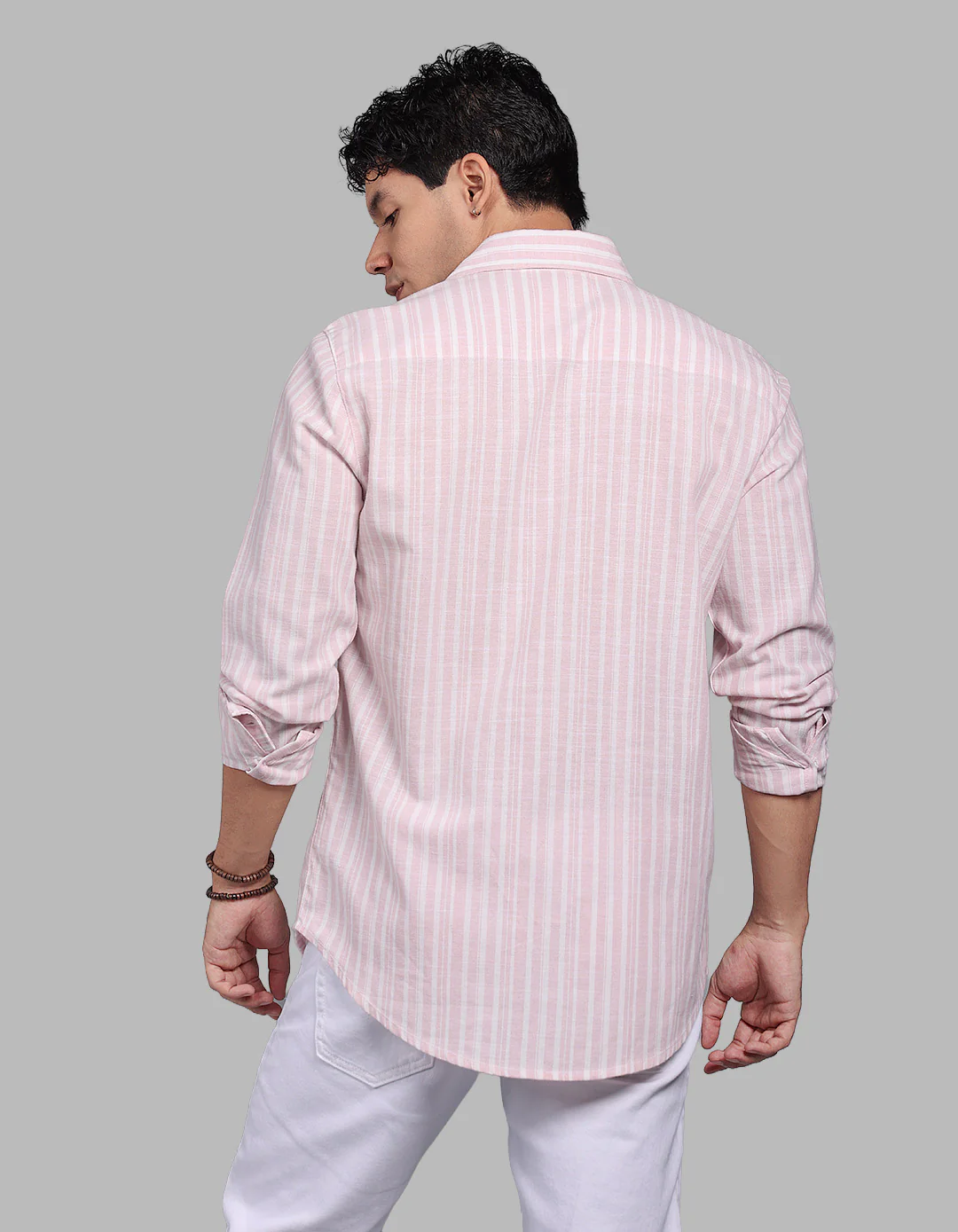 Pink Full Sleeve Linen Blend Stripe Shirt - Image 6