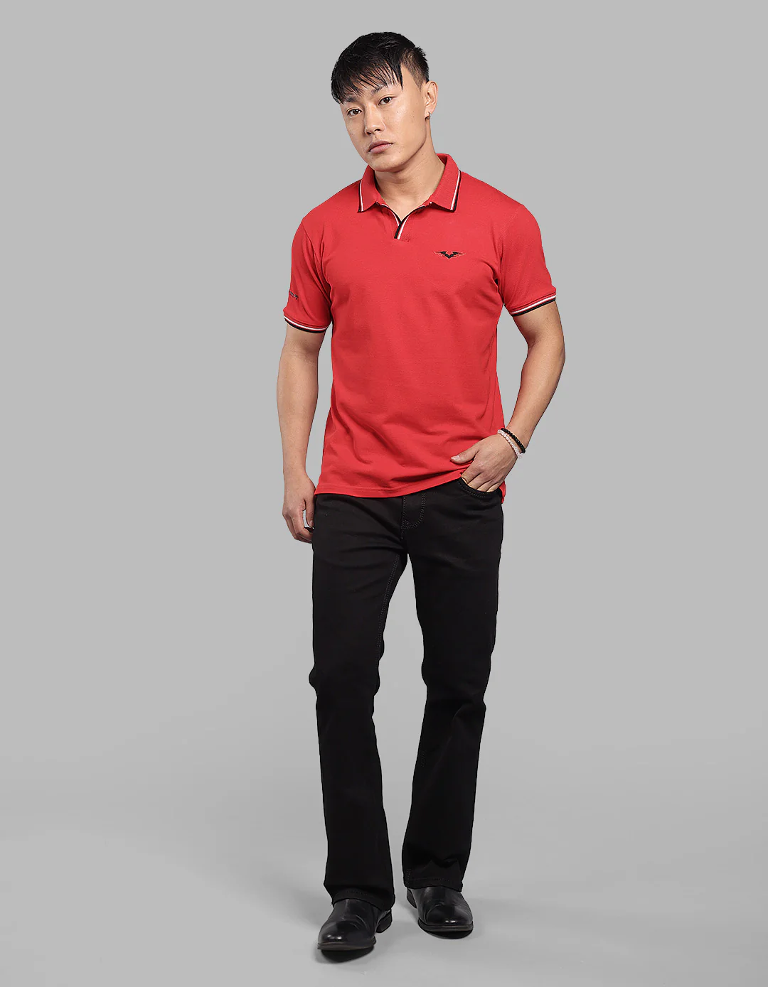 Red Half Sleeve Pique Polo Tee - Image 2